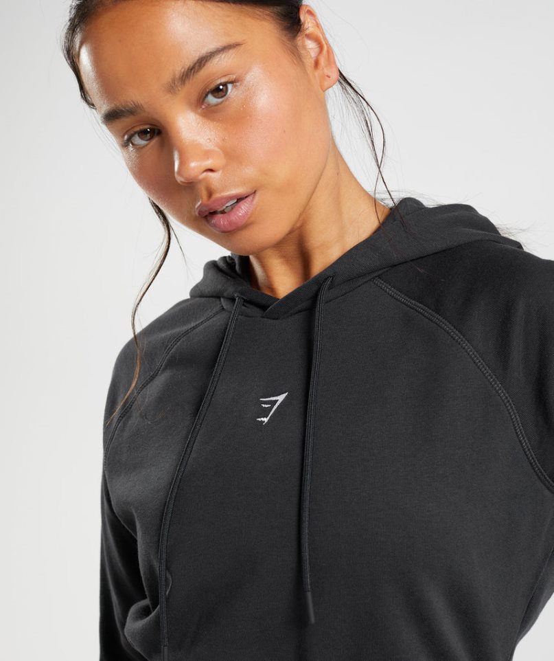 Women's Gymshark Training Cropped Hoodie Black | NZ 1GSZYT